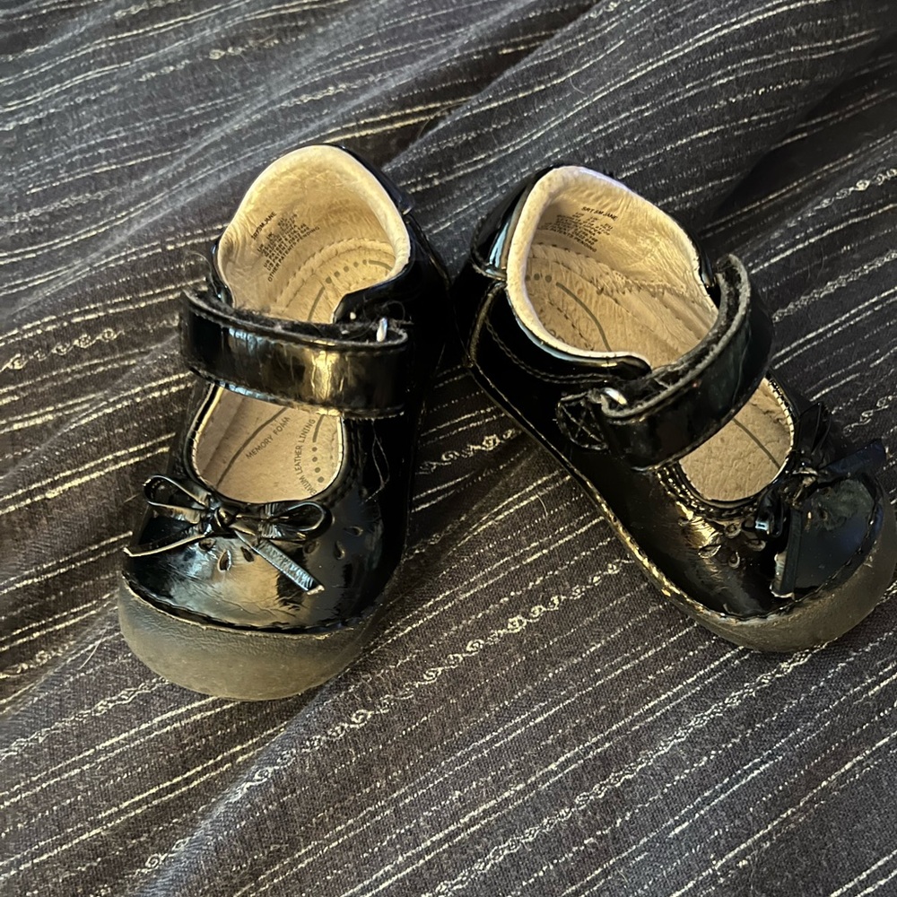 Black Infant Stride Rite Mary Jane’s - Picture 1 of 2